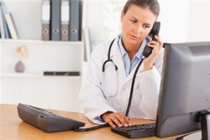 woman-doctor-on-phone-300x200
